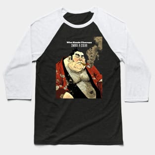 Puff Sumo: Who Needs Therapy, Smoke a Cigar  on a dark (Knocked Out) background Baseball T-Shirt